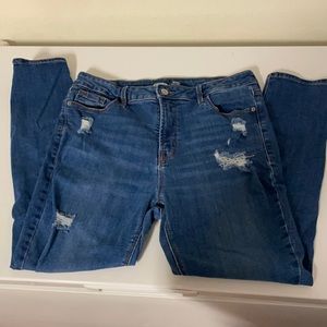 Old Navy Rockstar Super Skinny High Rise Distressed Jeans 14 Petite